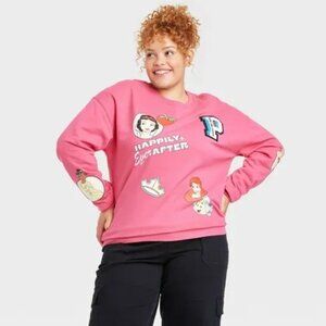 Disney Happily Ever After Crew HOT PINK Sweatshirt NWT XL